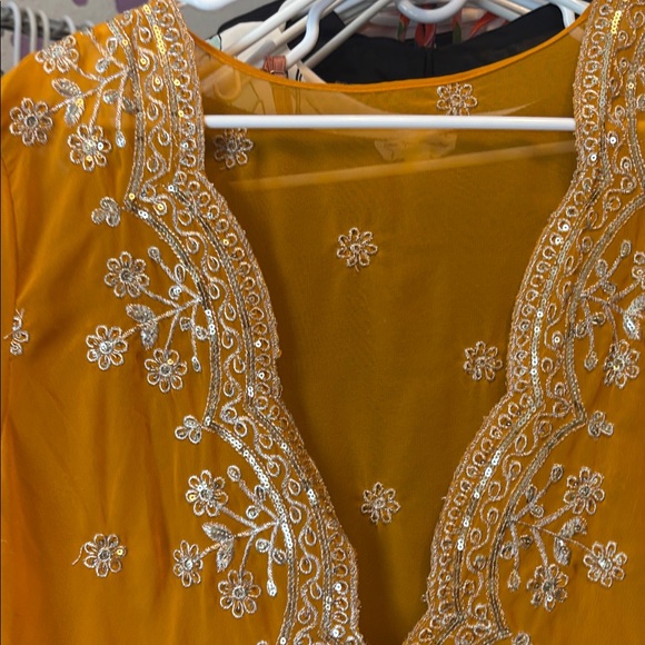 Embroidered Mustard Yellow Dress - Picture 2 of 3